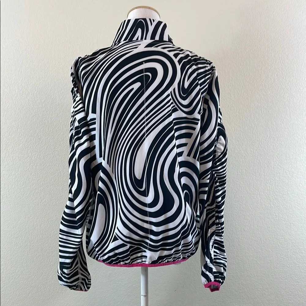 Fila Black‎ and White Swirl Jacket with Pink Accents Medium